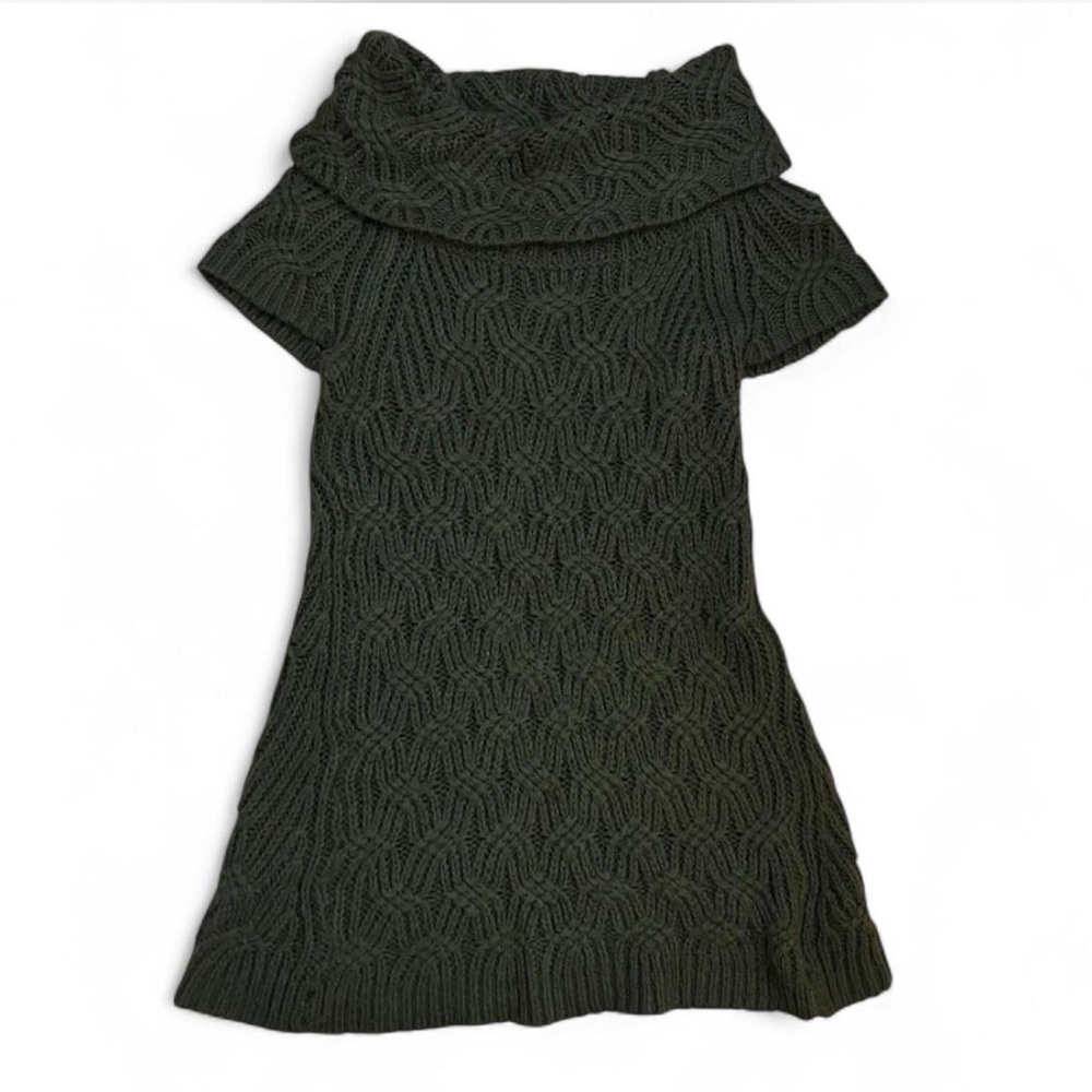 Off the shoulder crotchet knit sweater dress